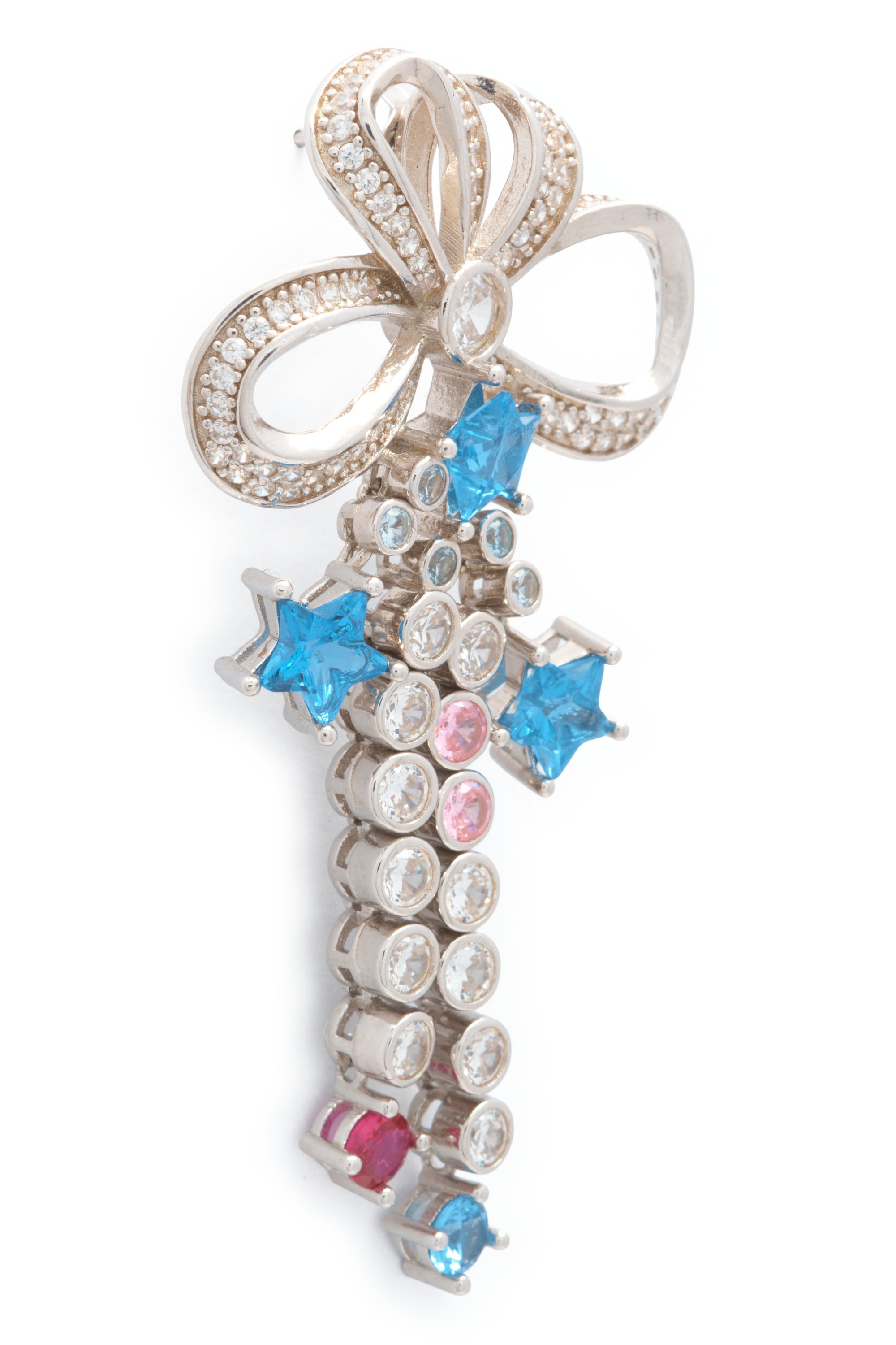 AQUAMARINE BOW JANGLE EARRINGS - 3