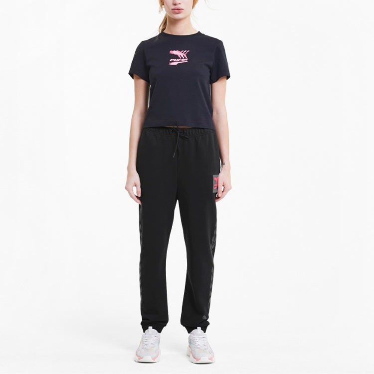 (WMNS) PUMA Knitting Sports Trousers Black/Red 599190-51 - 5