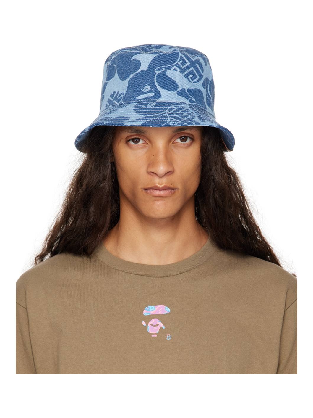 Blue Camo Denim Bucket Hat - 1