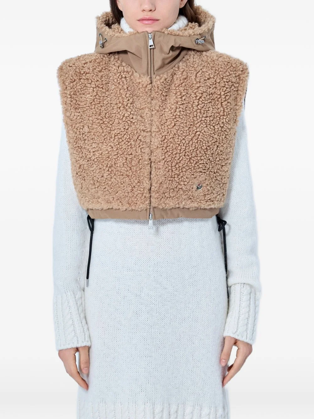sherpa-textured hooded jacket - 1