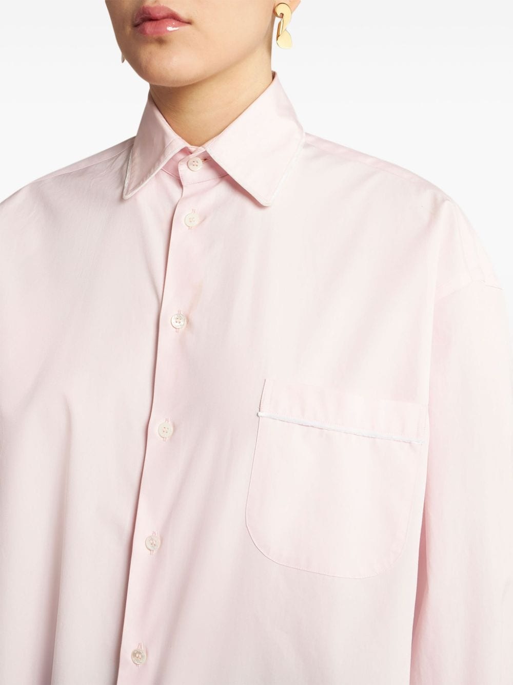 piped-trim cotton-poplin shirt - 5