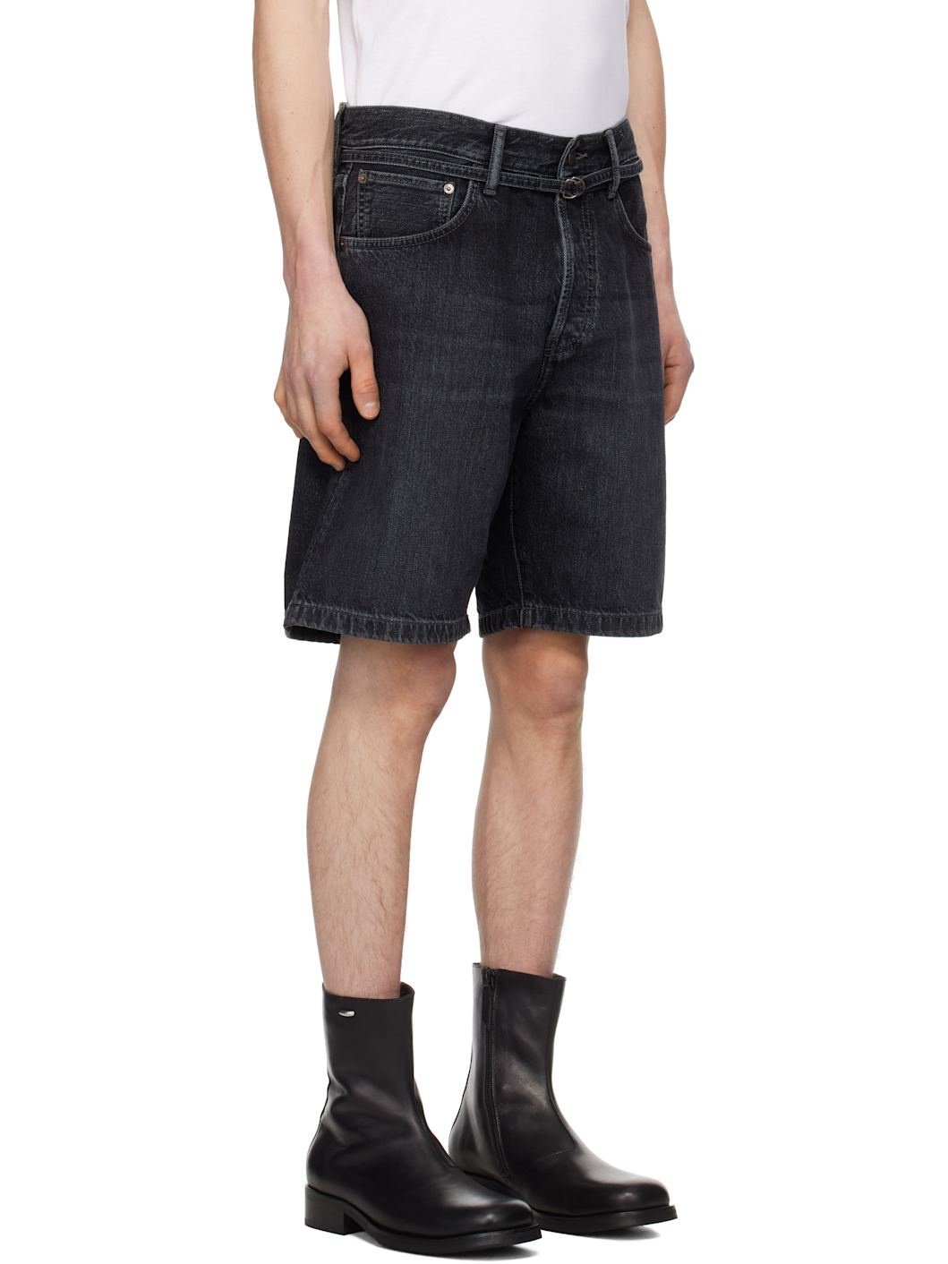 Black Loose Fit Denim Shorts - 2