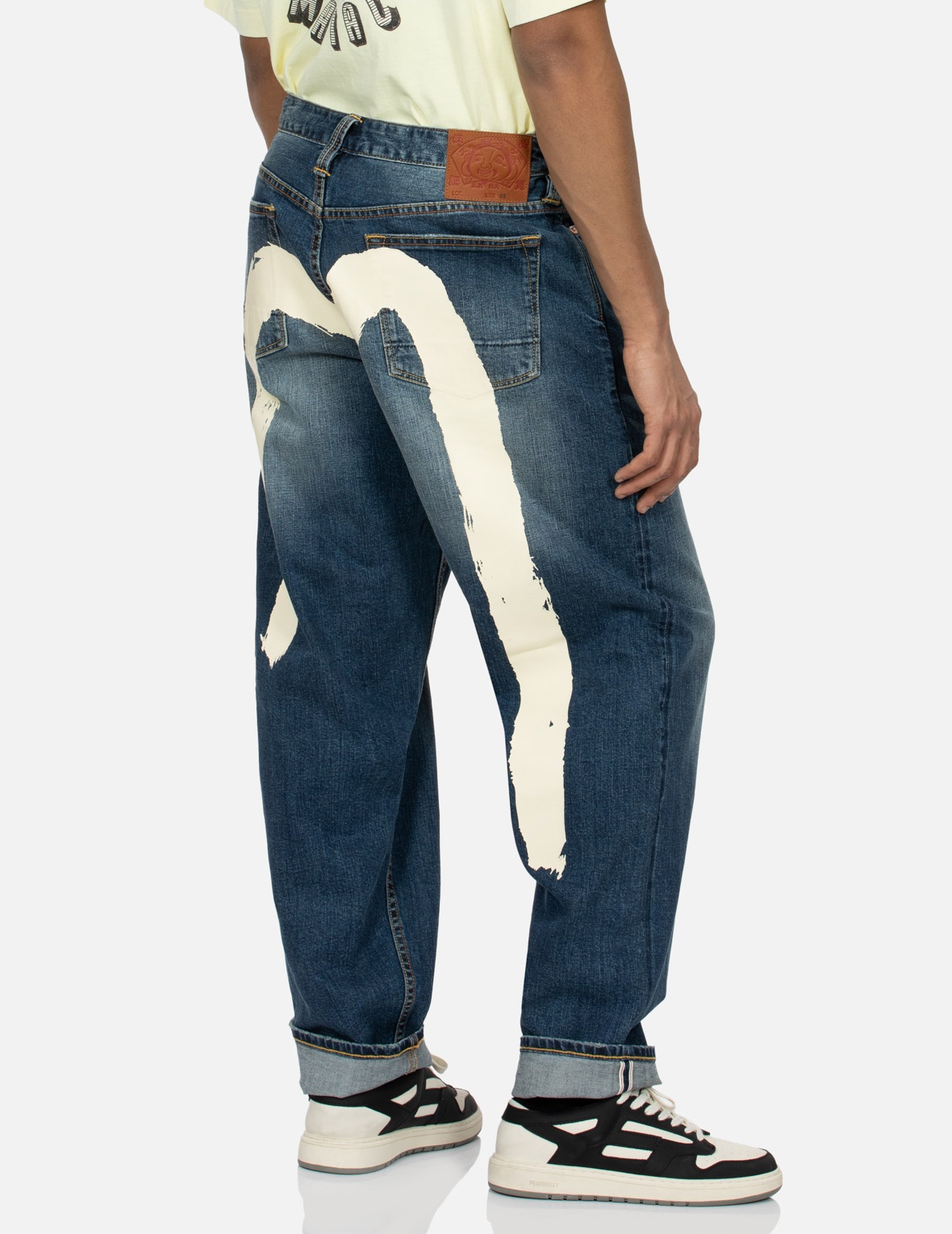 ECRU BRUSHSTROKE DAICOCK LOOSE FIT JEANS - 6