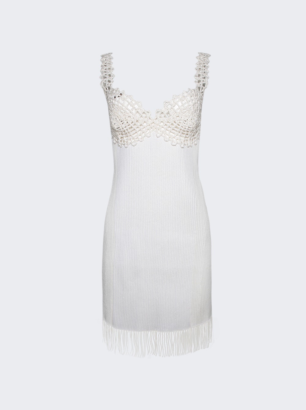 Rib Knit Lace Dress Optic White - 1