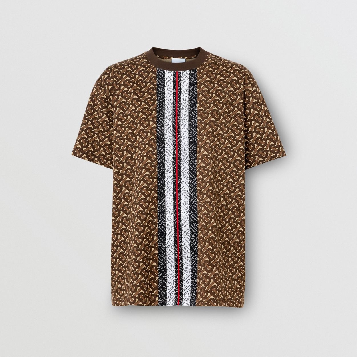 Monogram Stripe Print Cotton Oversized T-shirt - 1