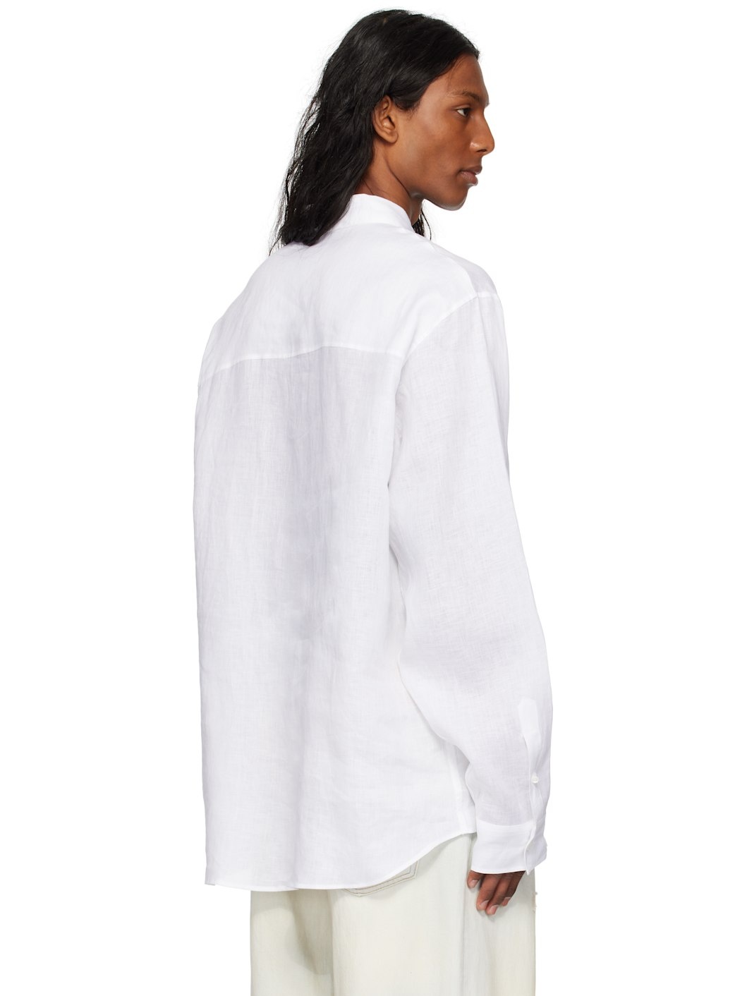 White 'Summer Lovers' Oversized Linen Shirt - 3