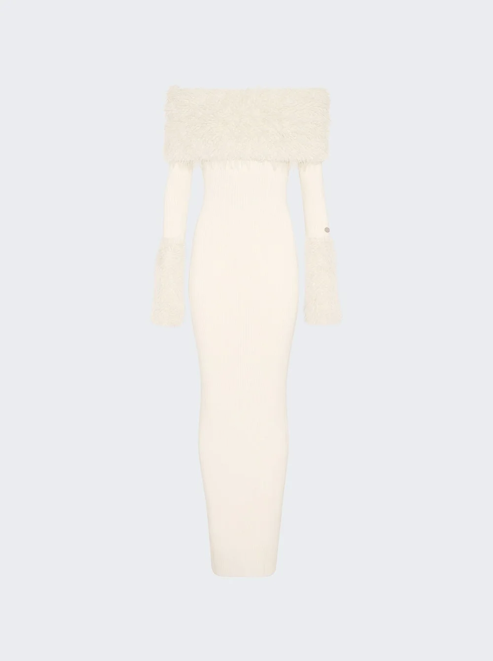 Ribbed Knit Long Dress Ecru - 1
