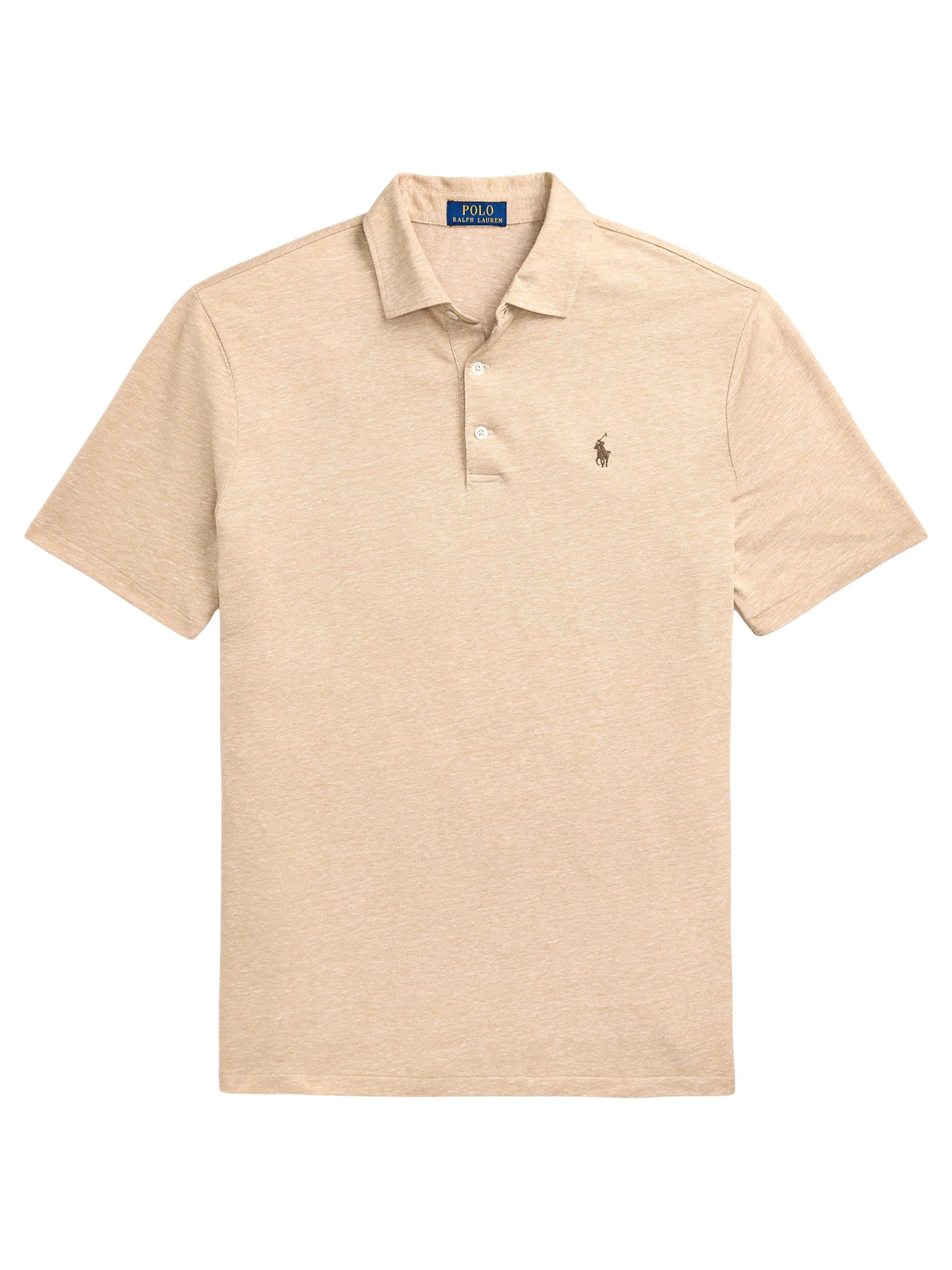 Men's Cotton-Linen Oxford Polo Shirt - Classic Camel White - 1
