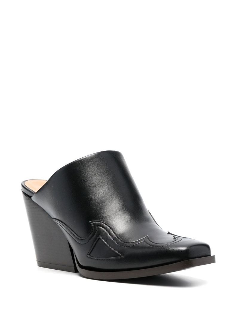 square-toe Cuban-heel mules - 2