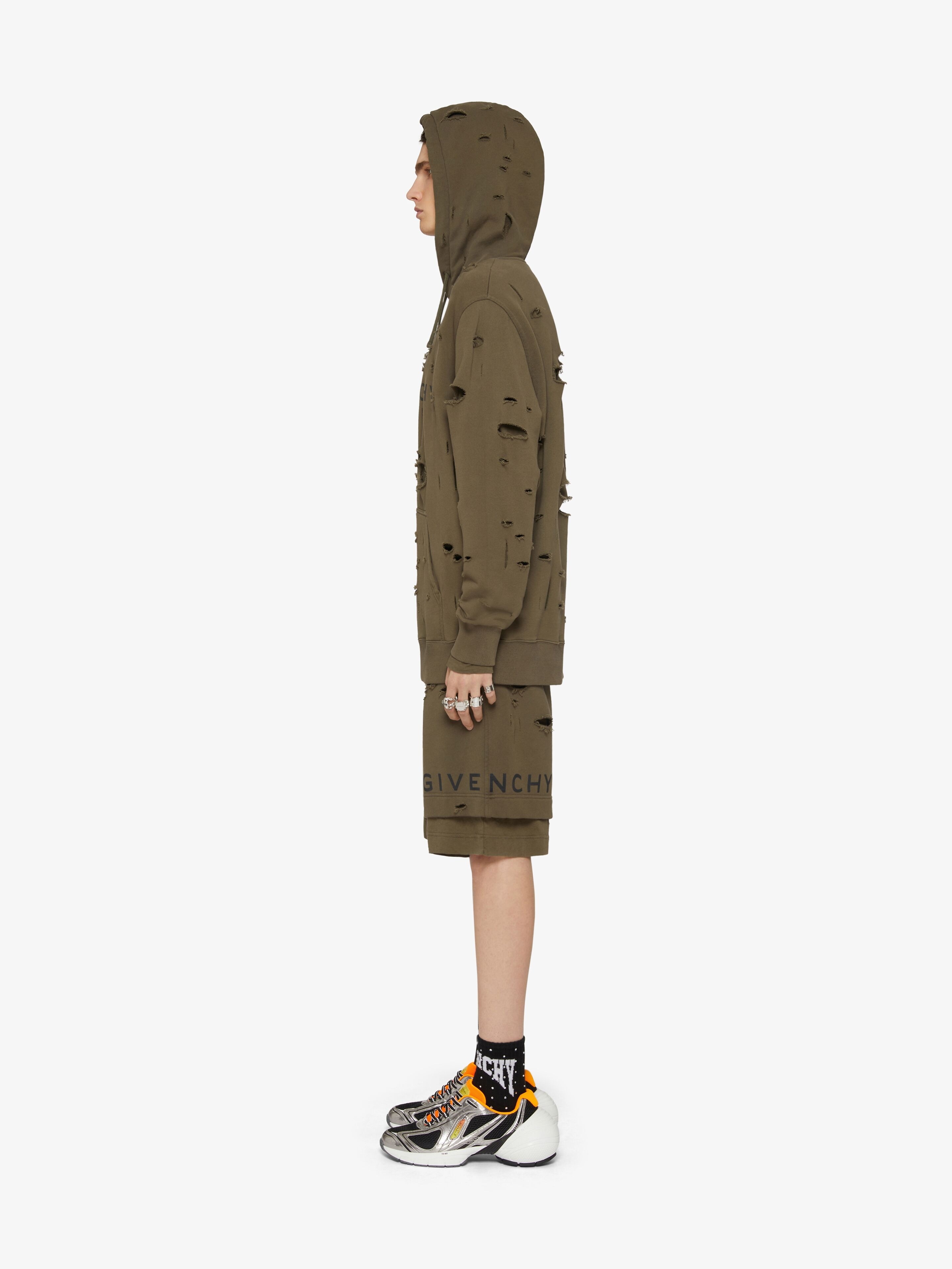 GIVENCHY BERMUDA SHORTS IN FELPA WITH DESTROYED EFFECT - 3