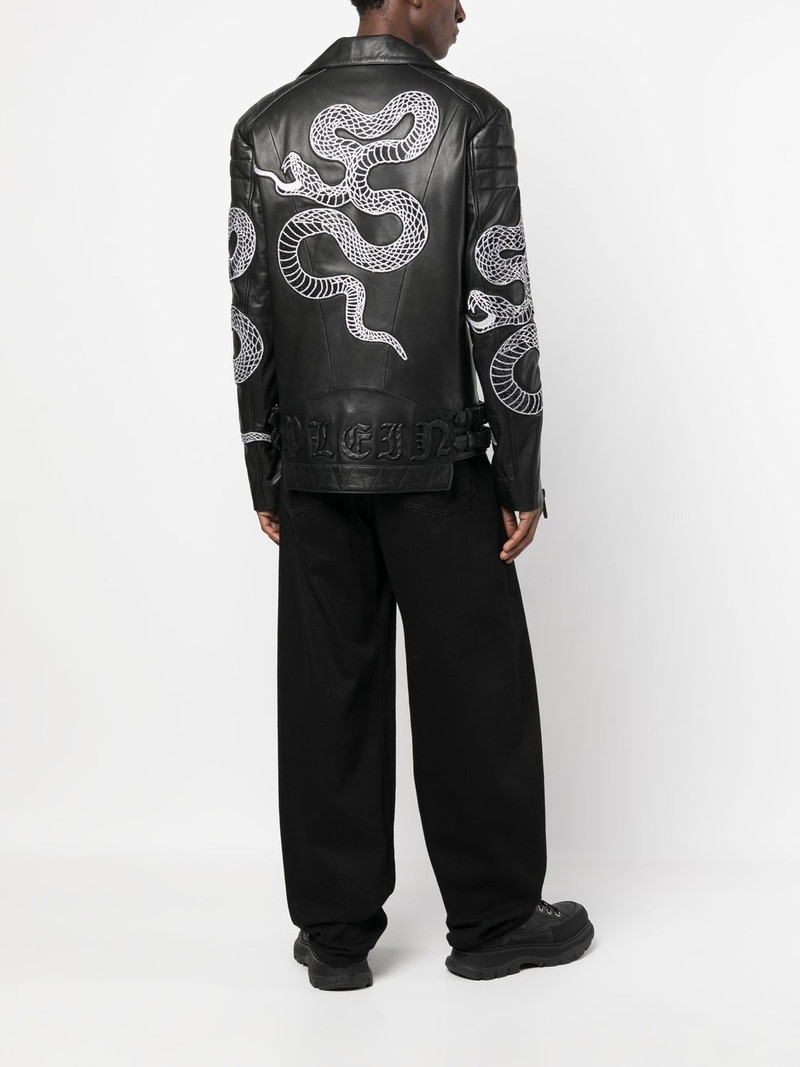 PHILIPP PLEIN snake-print biker jacket outlook