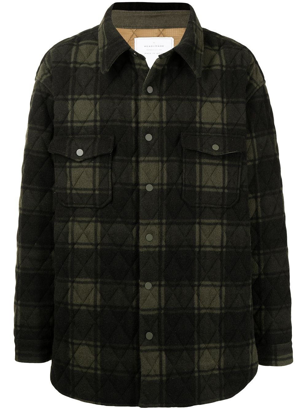 checked padded wool jacket - 1