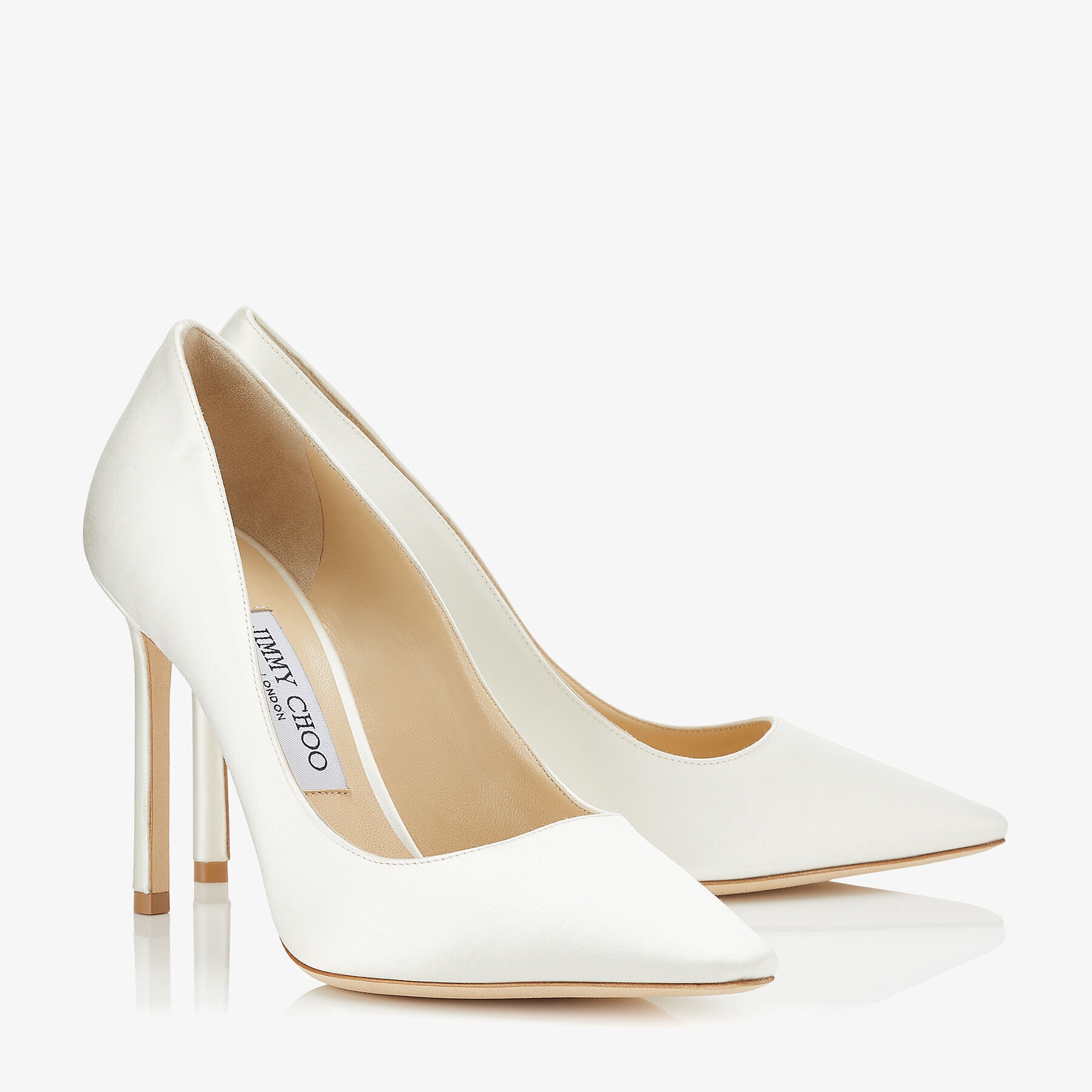 Romy 100
White Satin Pointy Toe Pumps - 3