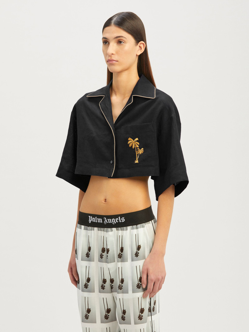 Cropped Linen Bowling Shirt 4