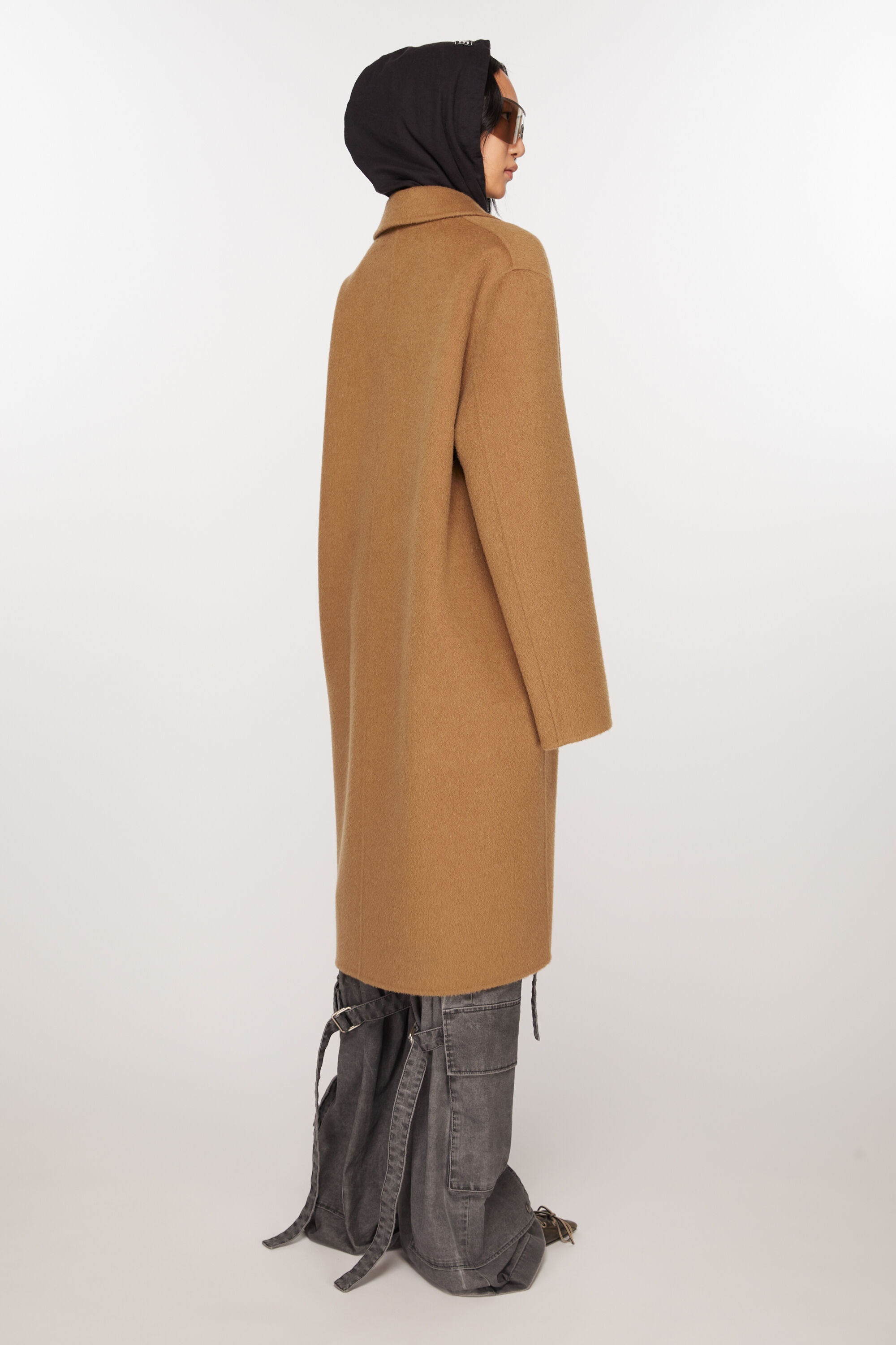 Single-breasted wool coat - Camel Beige - 4