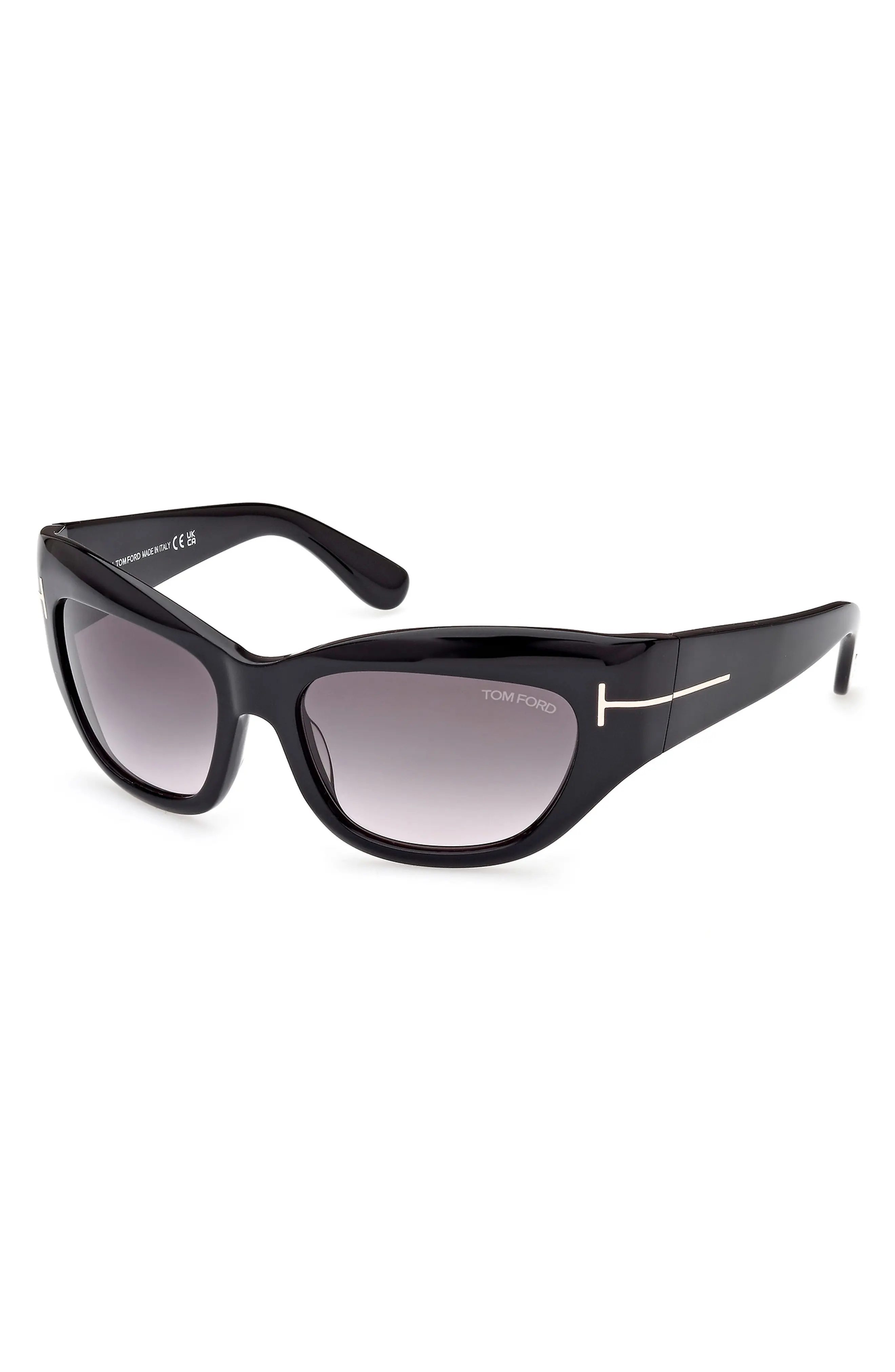 Brianna 55mm Gradient Cat Eye Sunglasses in Shiny Black /Smoke Pink - 2