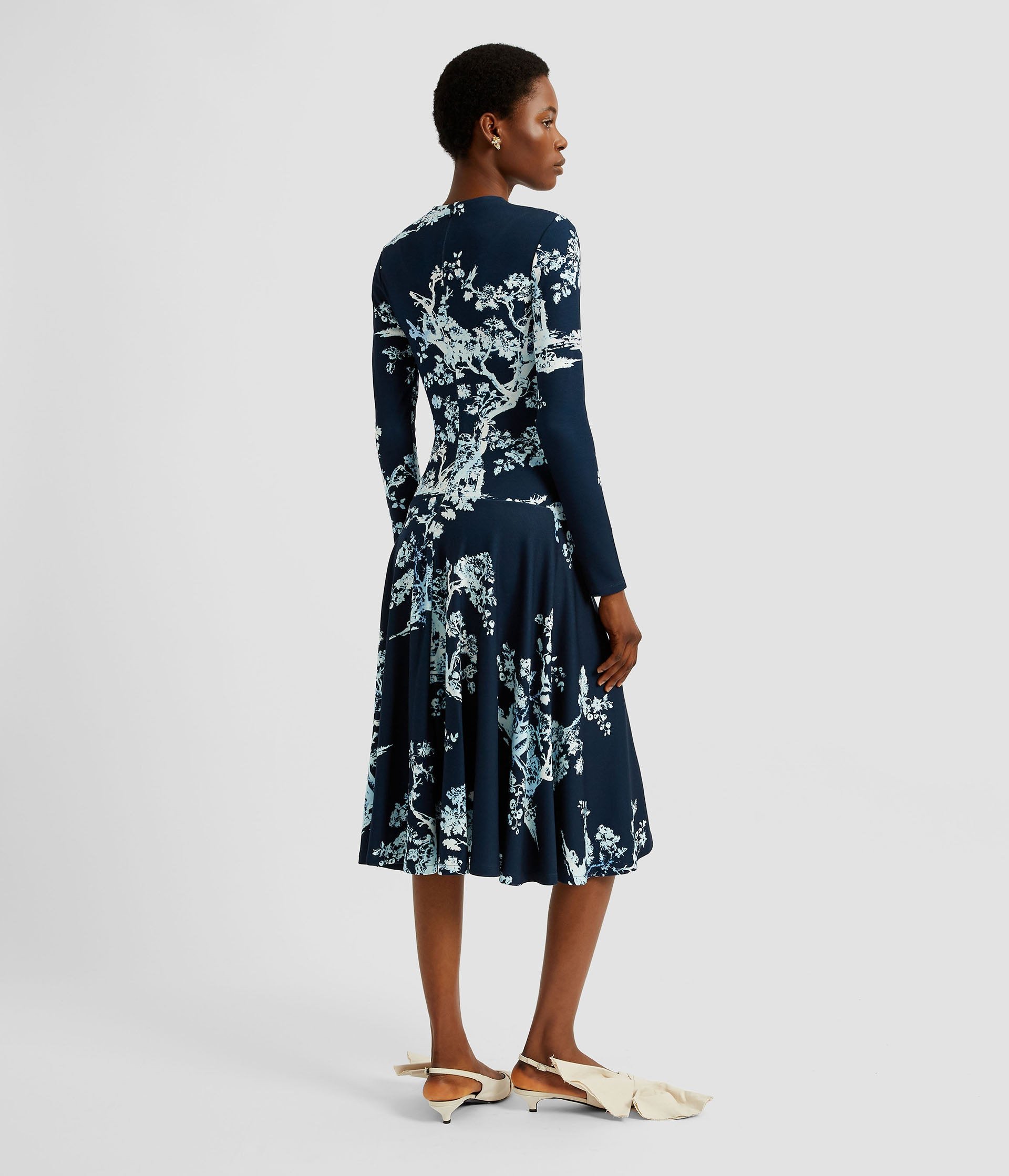 LONG SLEEVE DRAPED MIDI DRESS - 2