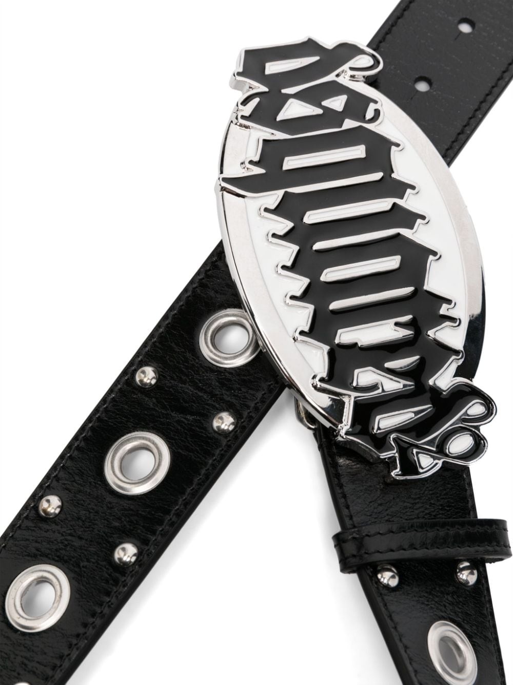 logo-buckle leather belt - 2