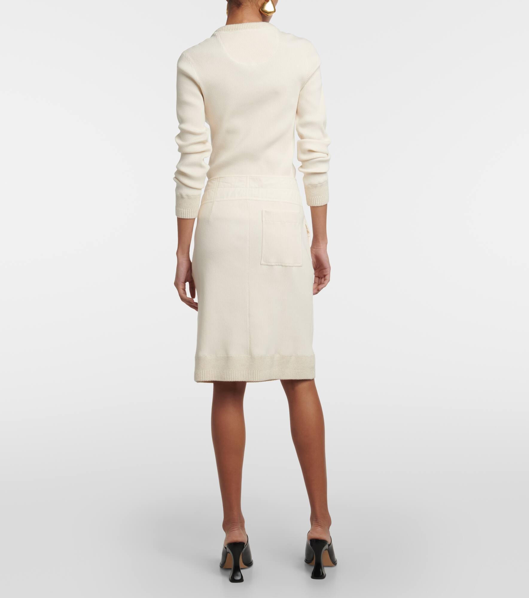 Ribbed-knit cotton jersey midi skirt - 3