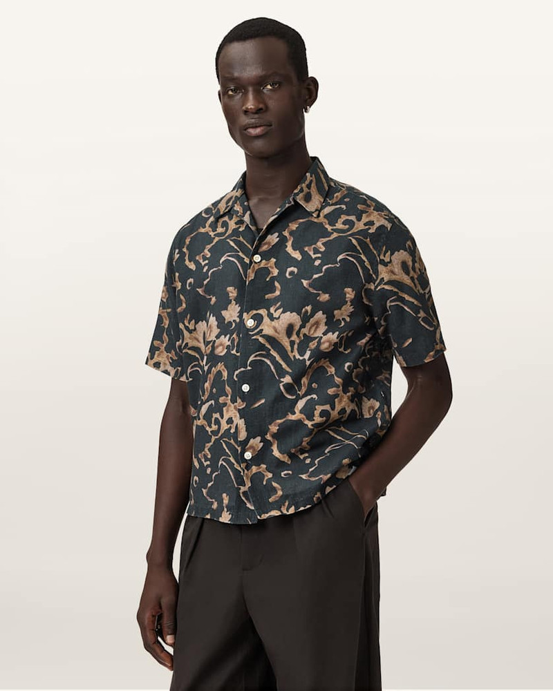 ALLSAINTS FORTUNE SHORT SLEEVE LINEN BLEND BOXY SHIRT outlook
