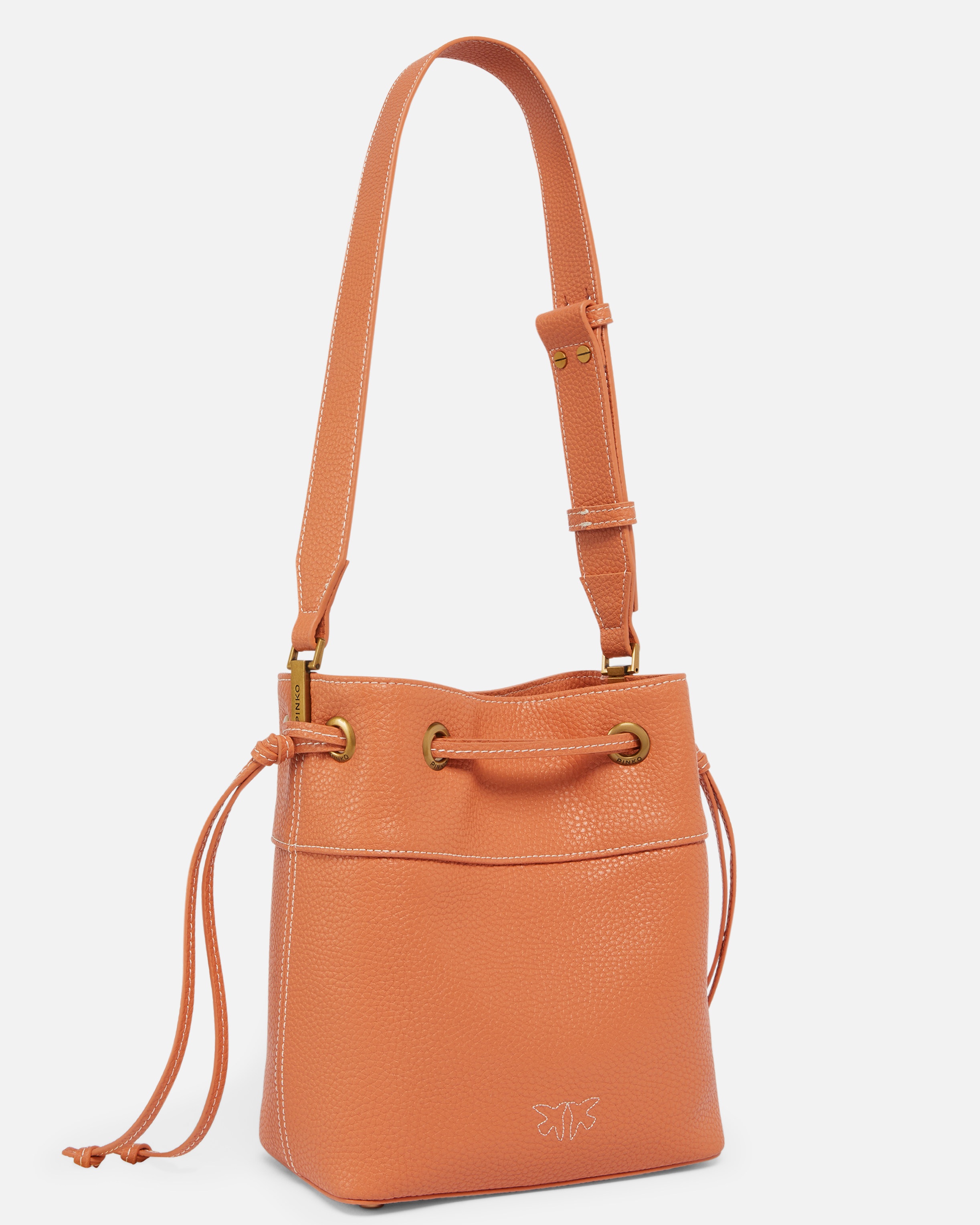 SMALL LEATHER BUCKET BAG WITH SHOULDER STRAP - 2