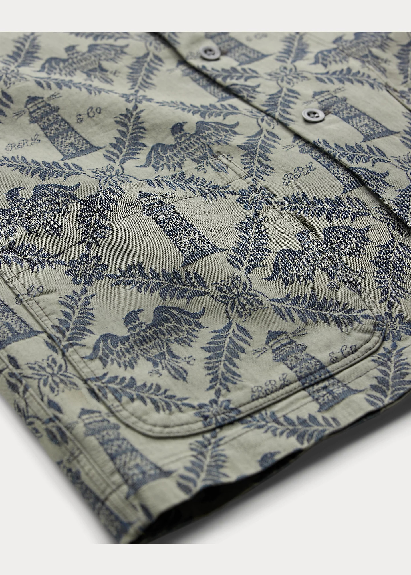 Indigo Jacquard Denim Camp Shirt - 4