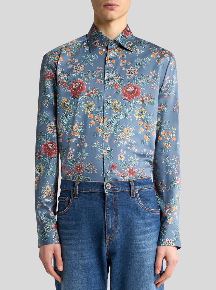 COTTON SHIRT WITH ALL-OVER FLORAL PRINT - 2