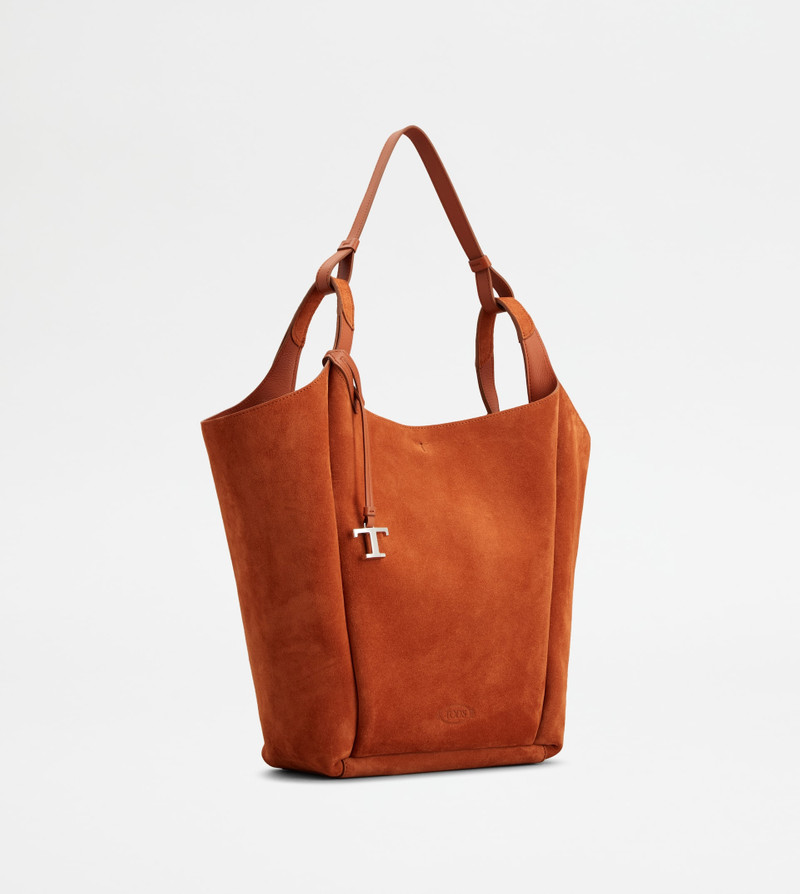BUCKET BAG IN SUEDE MEDIUM - ORANGE 2