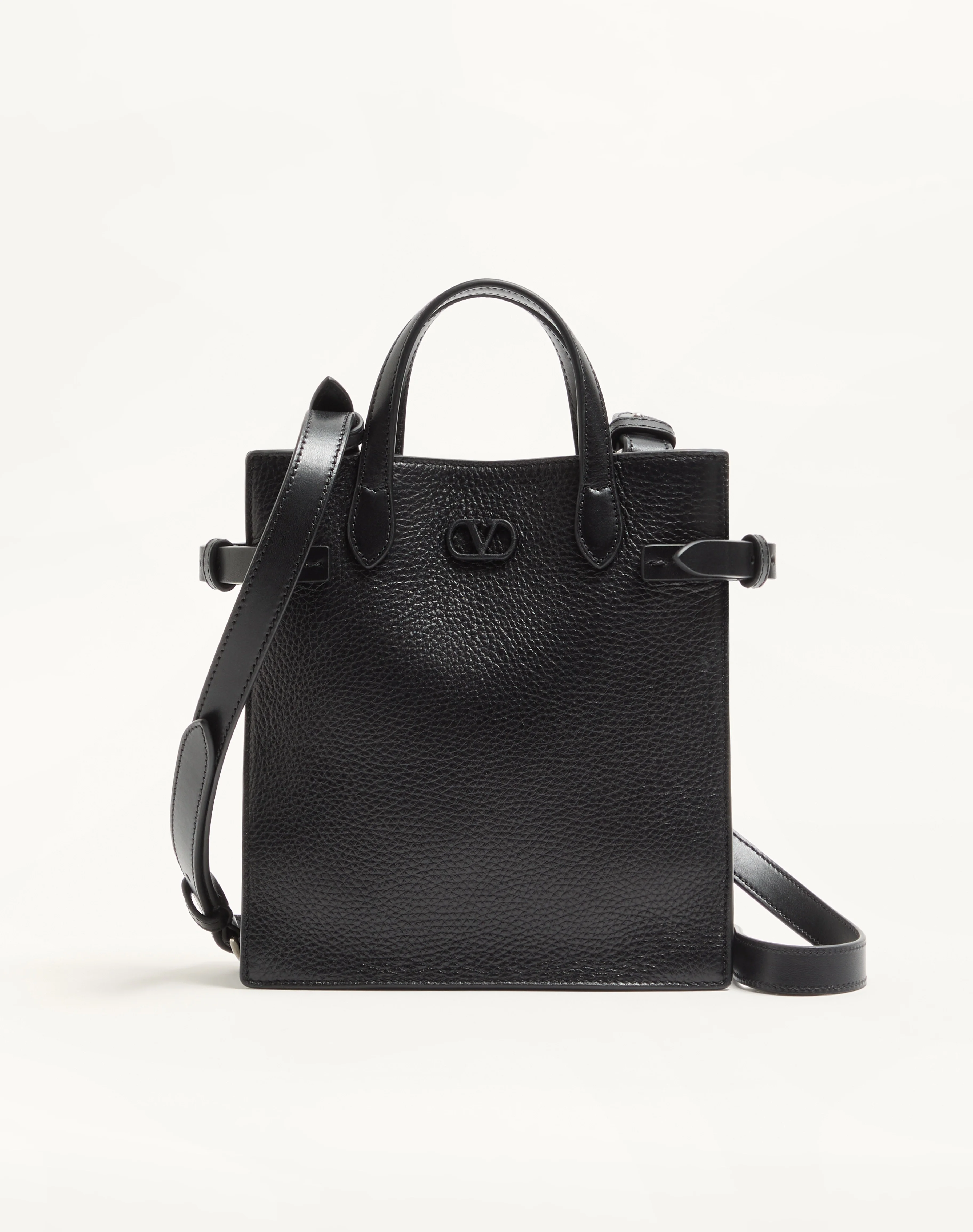 VALENTINO GARAVANI ANTIBES SMALL SHOPPING BAG IN GRAINED LEATHER - 1