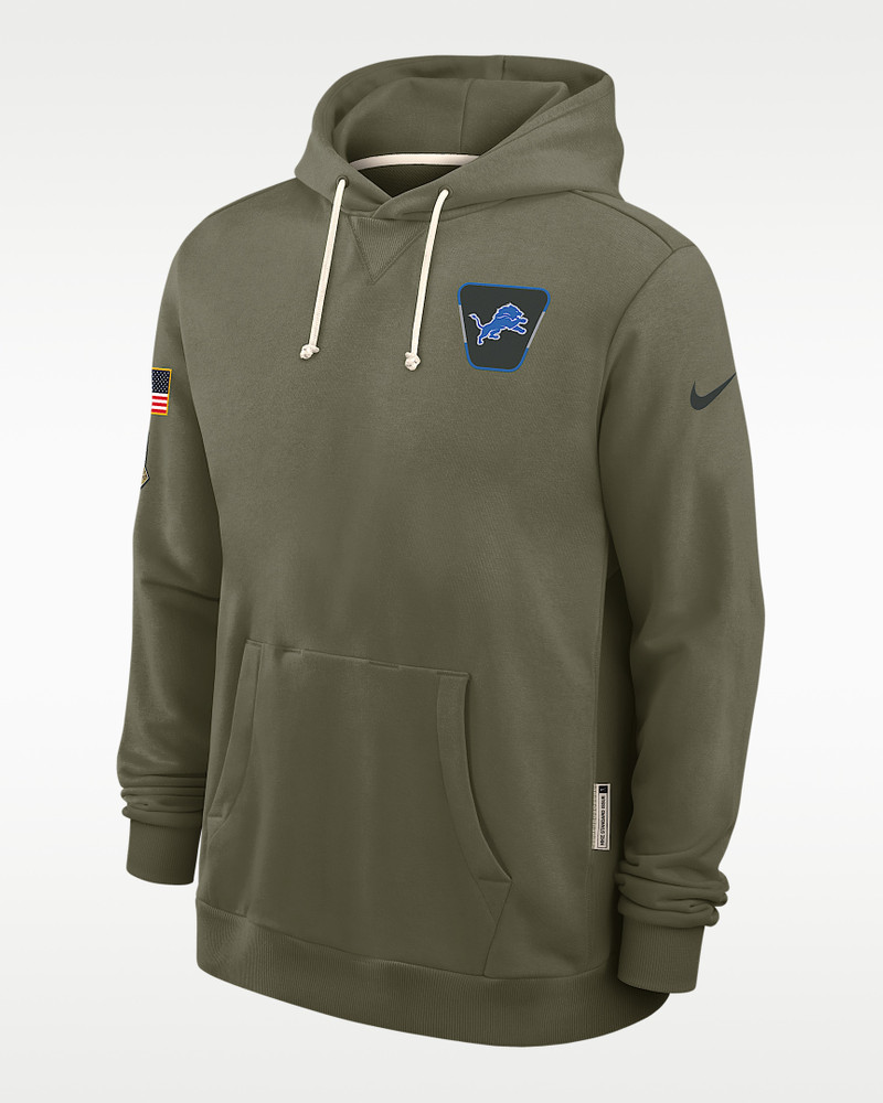 Detroit Lions Salute to Service Sideline Dominant Force Men's Nike Dri-FIT NFL Pullover Hoodie 1