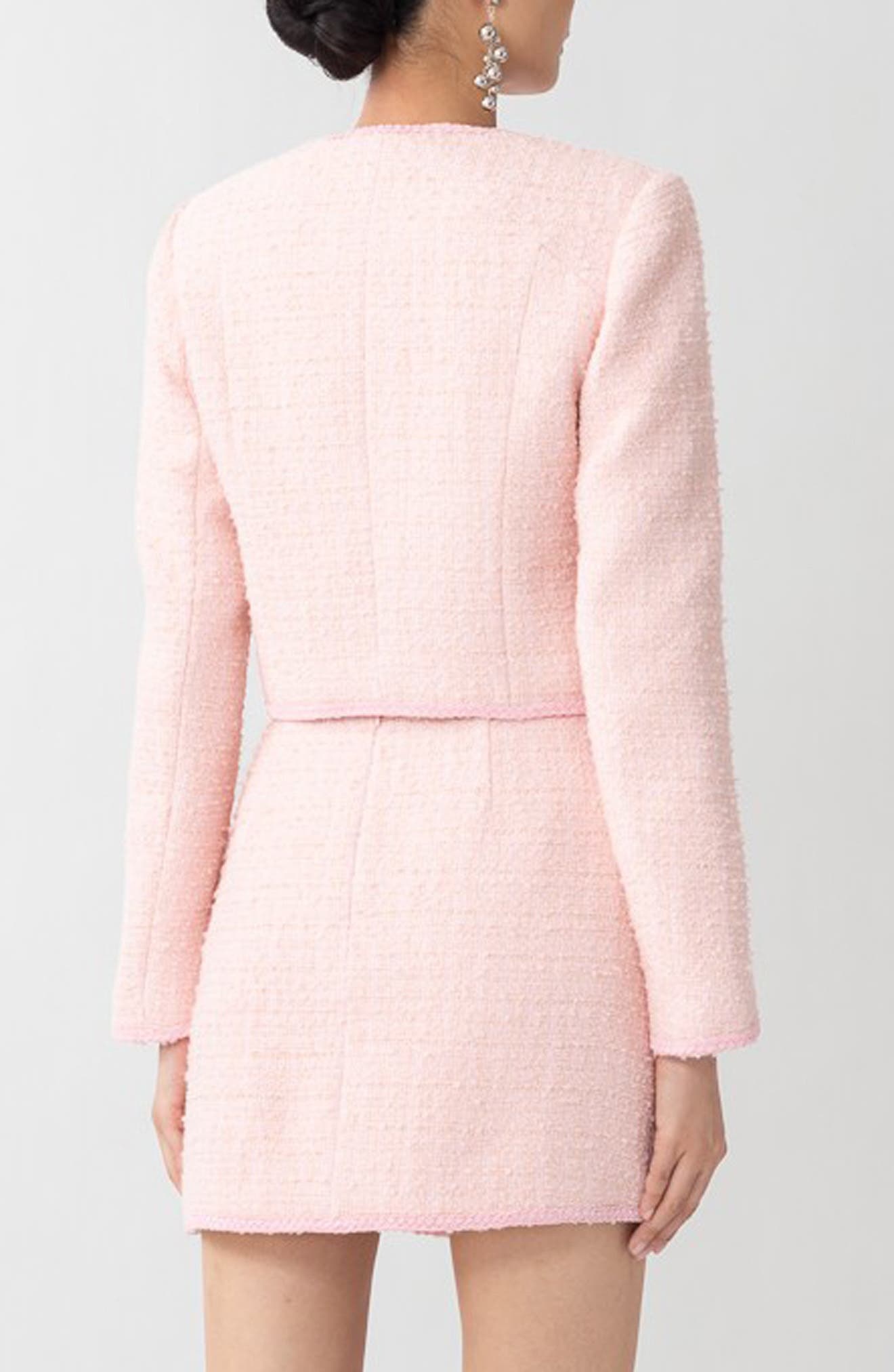 SAU LEE Abbie Metallic Tweed Jacket in Pastel Pink at Nordstrom - 2