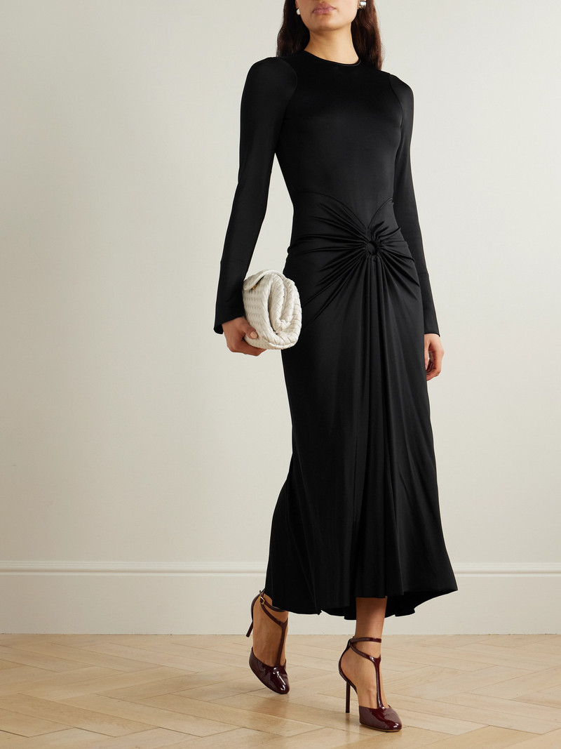 Victoria Beckham Gathered Satin-jersey Midi Dress outlook