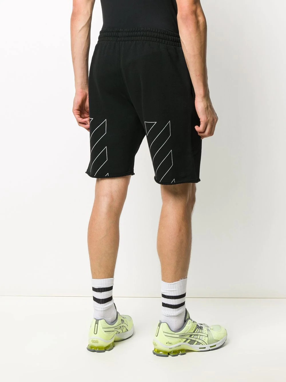 diagonal stripe track shorts - 4