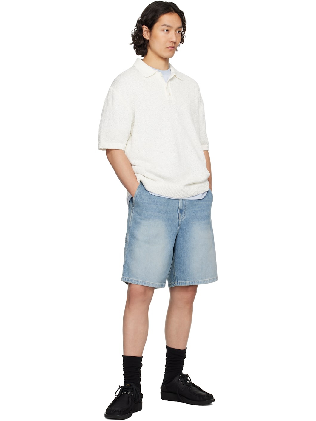 Blue Elasticized Waist Shorts - 4