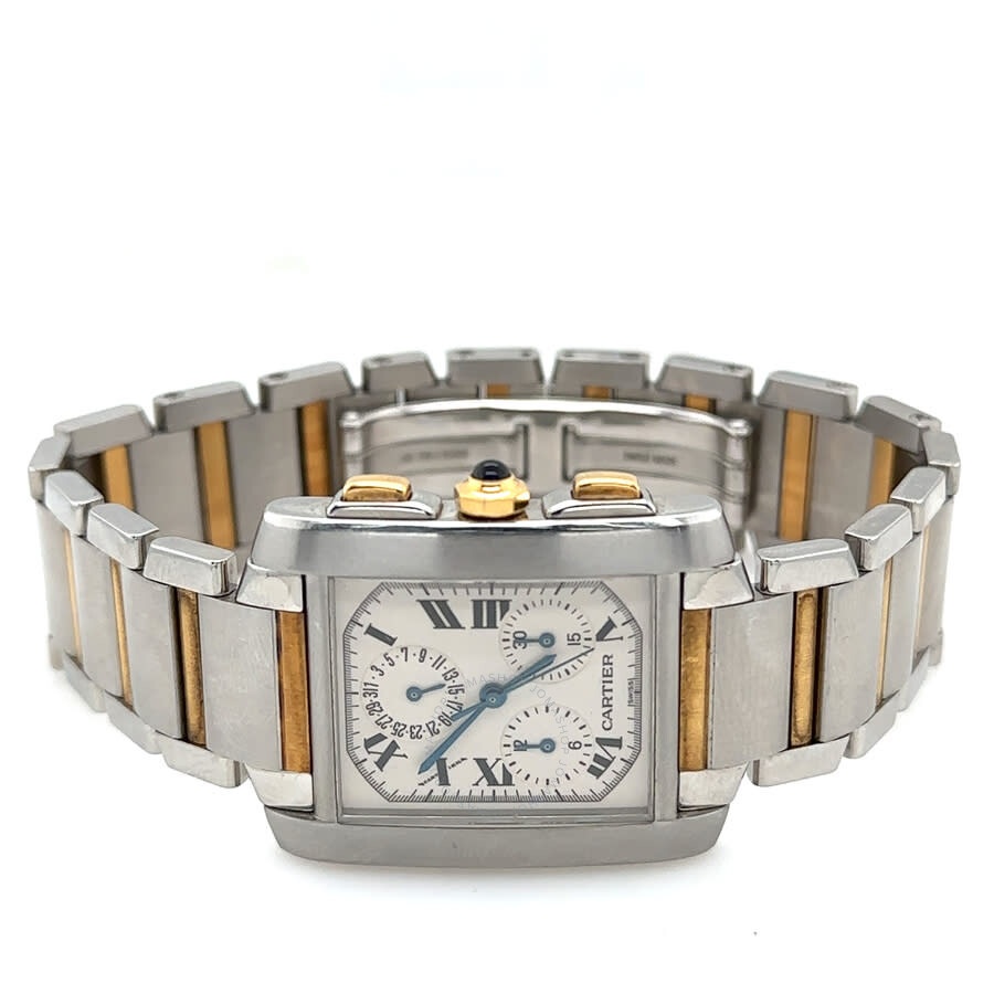 Pre-owned Cartier Tank Francaise Chronograph Quartz Silver Dial Men's Watch W51004Q4 - 5