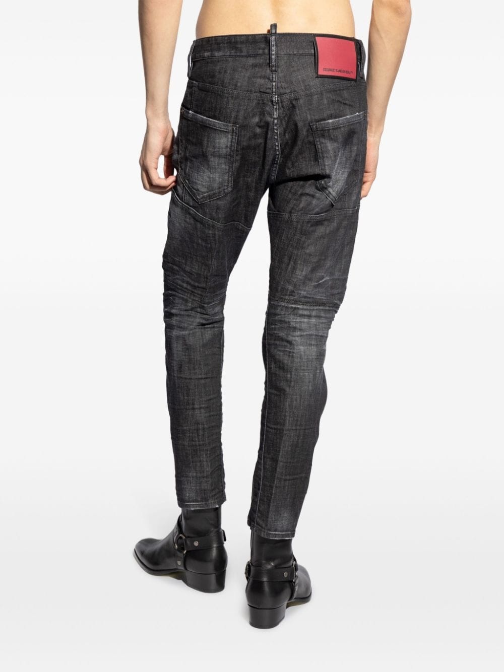 distressed slim-cut jeans - 4