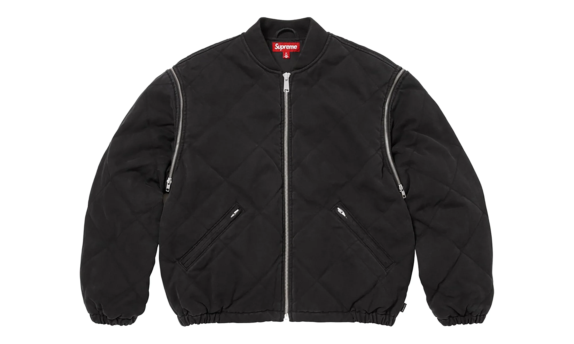 Zip-Off Sleeve Quilted Bomber Jacket "Black" SU26991 - 1