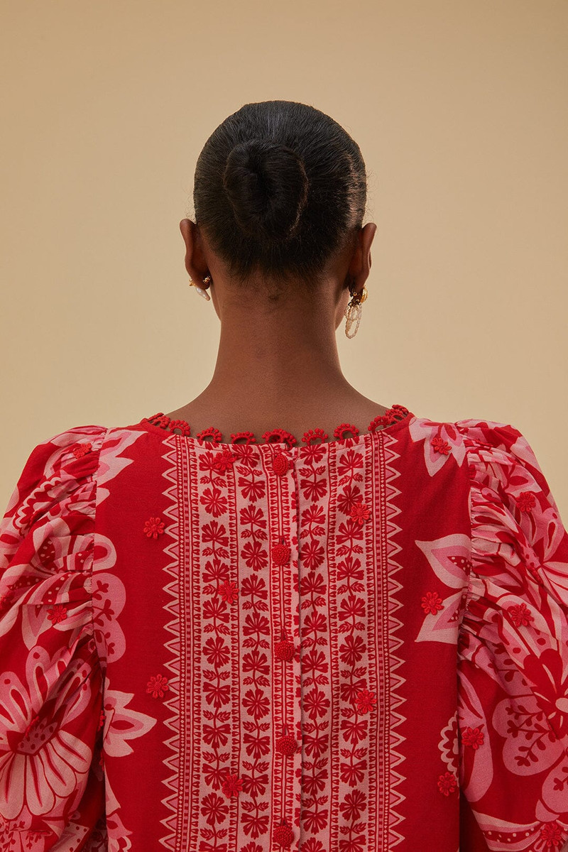 Flora Tapestry Red Blouse 4
