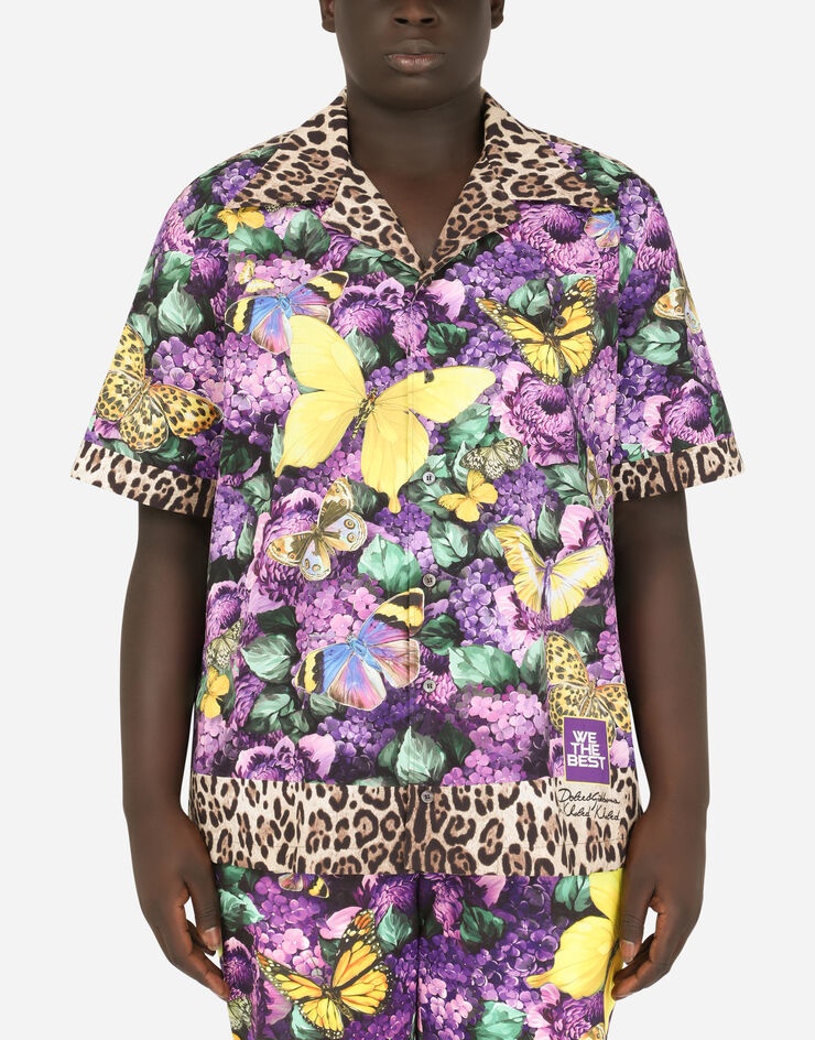 Butterfly-print cotton Hawaiian shirt - 1