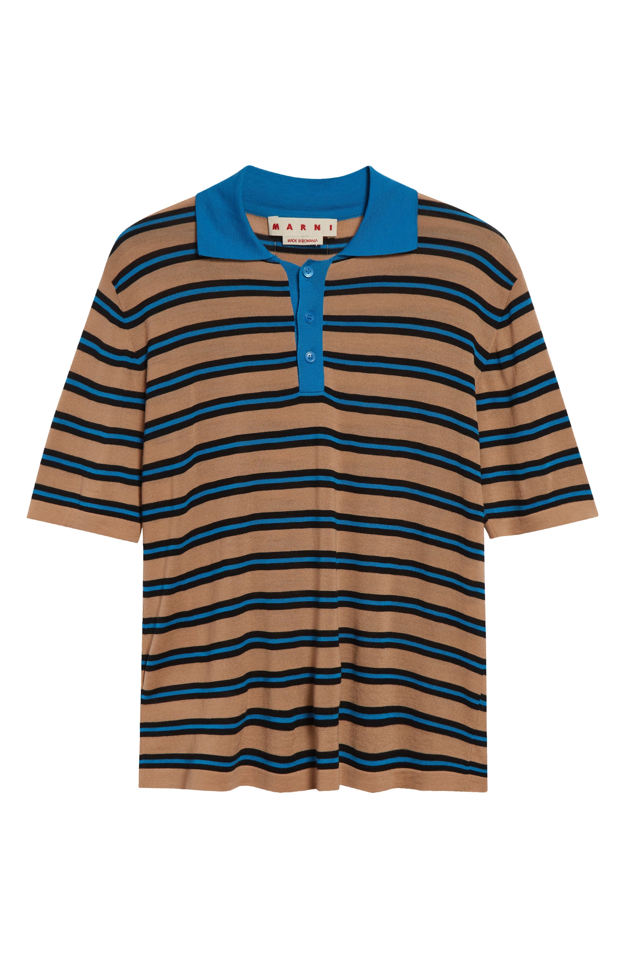 Marni Stripe Virgin Wool Polo in Caramel at Nordstrom - 6