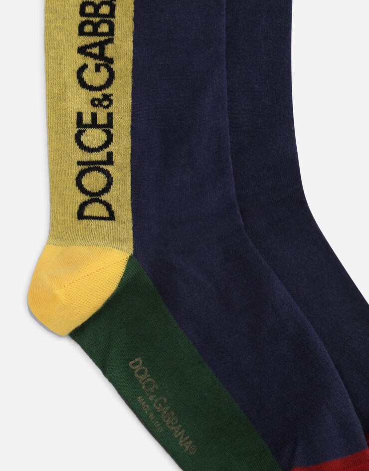 Cotton patchwork socks with jacquard logo - 2