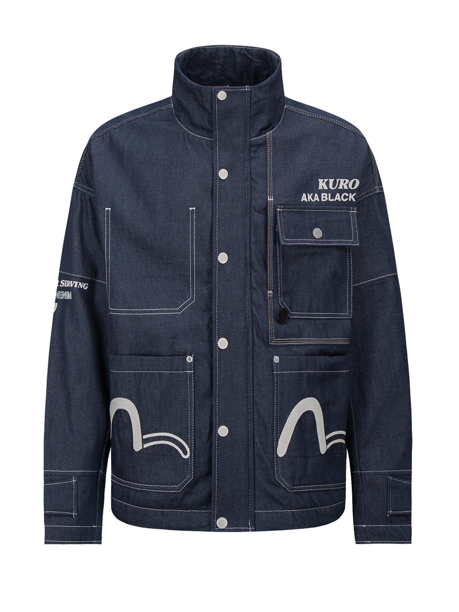 Contrast Stitching Padded Denim Worker Jacket - 19