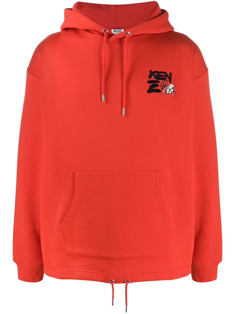 logo-embroidered hooded sweatshirt - 1