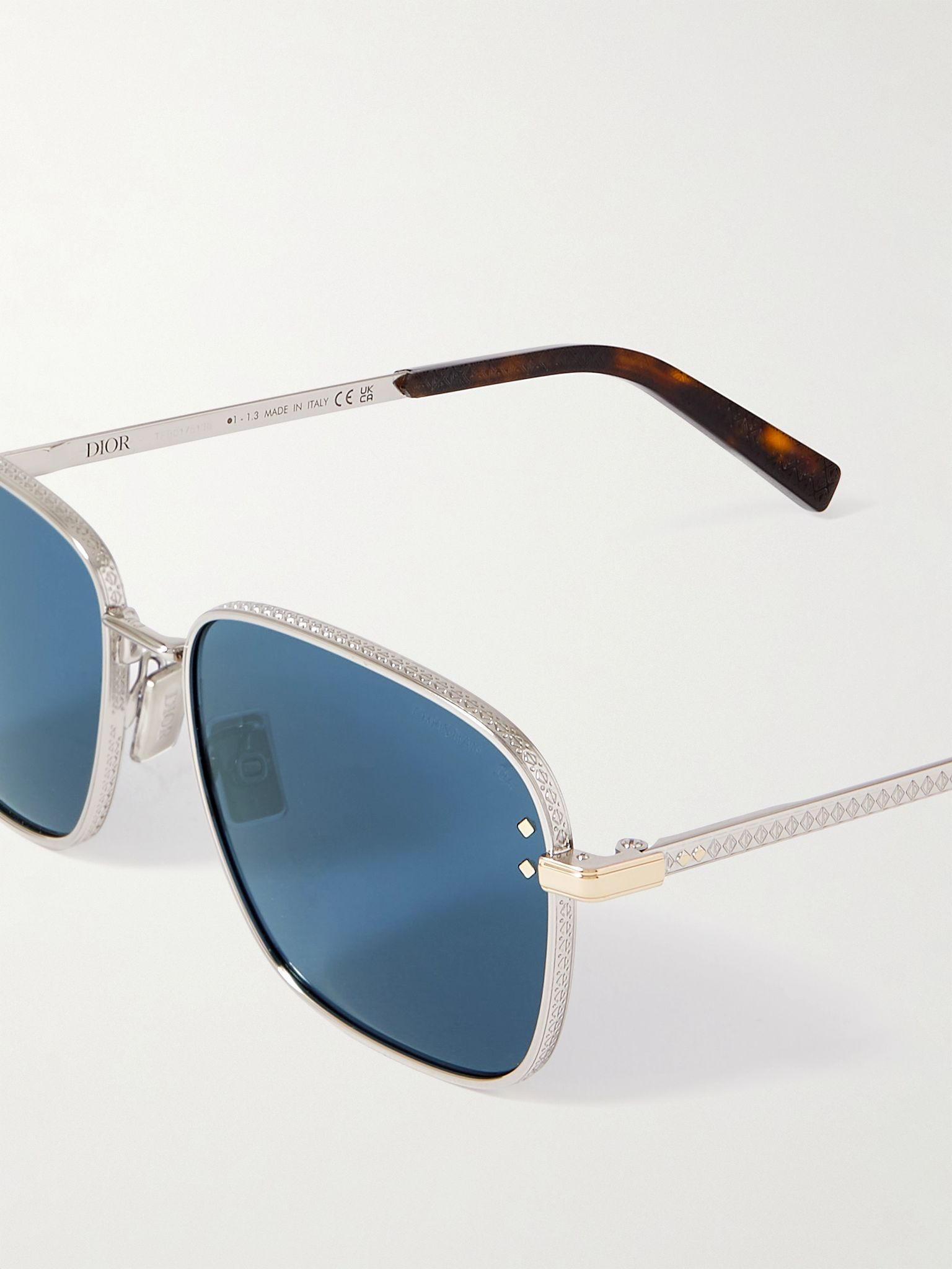 CD Diamond S4U D-Frame Silver-Tone and Tortoiseshell Acetate Sunglasses Silver - 3