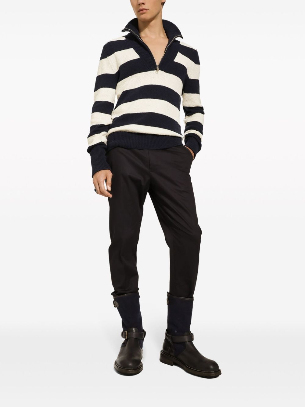 striped half-zip jumper - 2