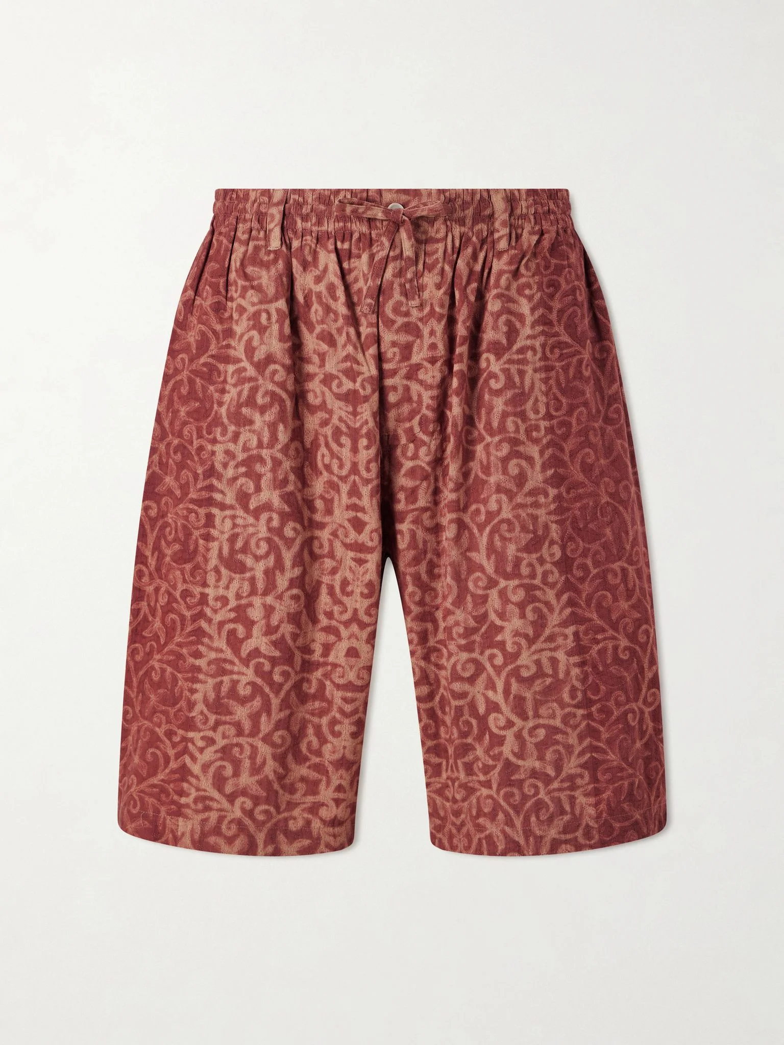 Milo Shibori Straight-Leg Printed Cotton Shorts Orange - 1