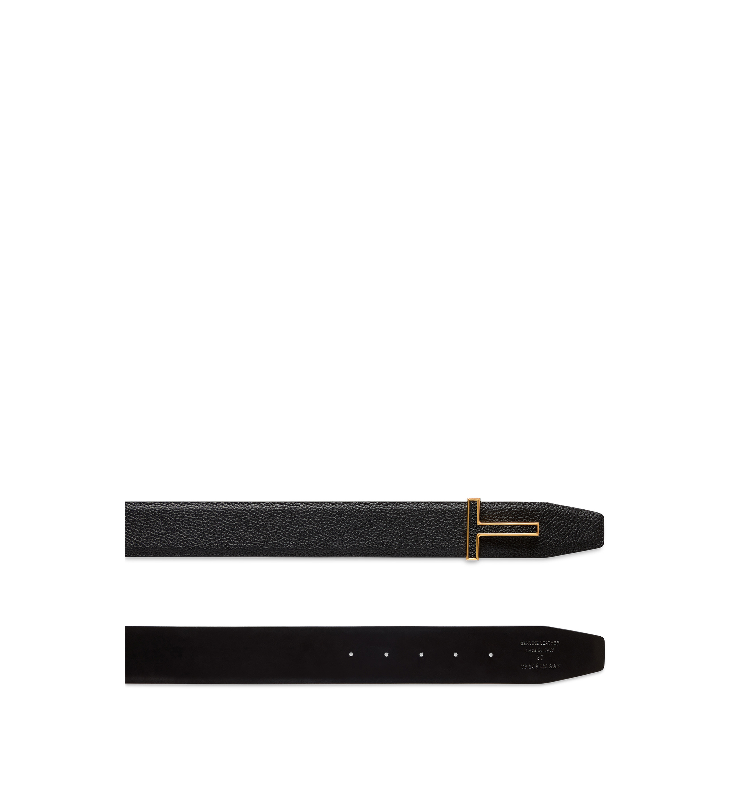 GRAIN LEATHER INSERT BUCKLE T BELT - 2