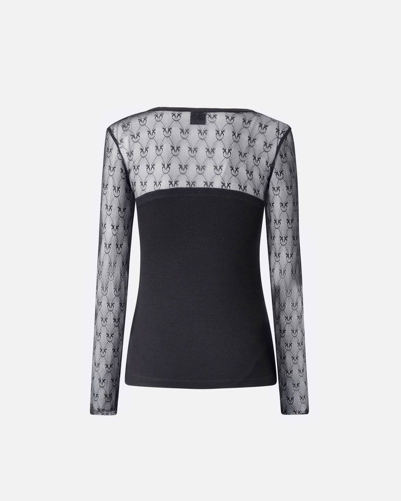 PINKO JERSEY SWEATER WITH LOVE BIRDS LOGO LACE outlook