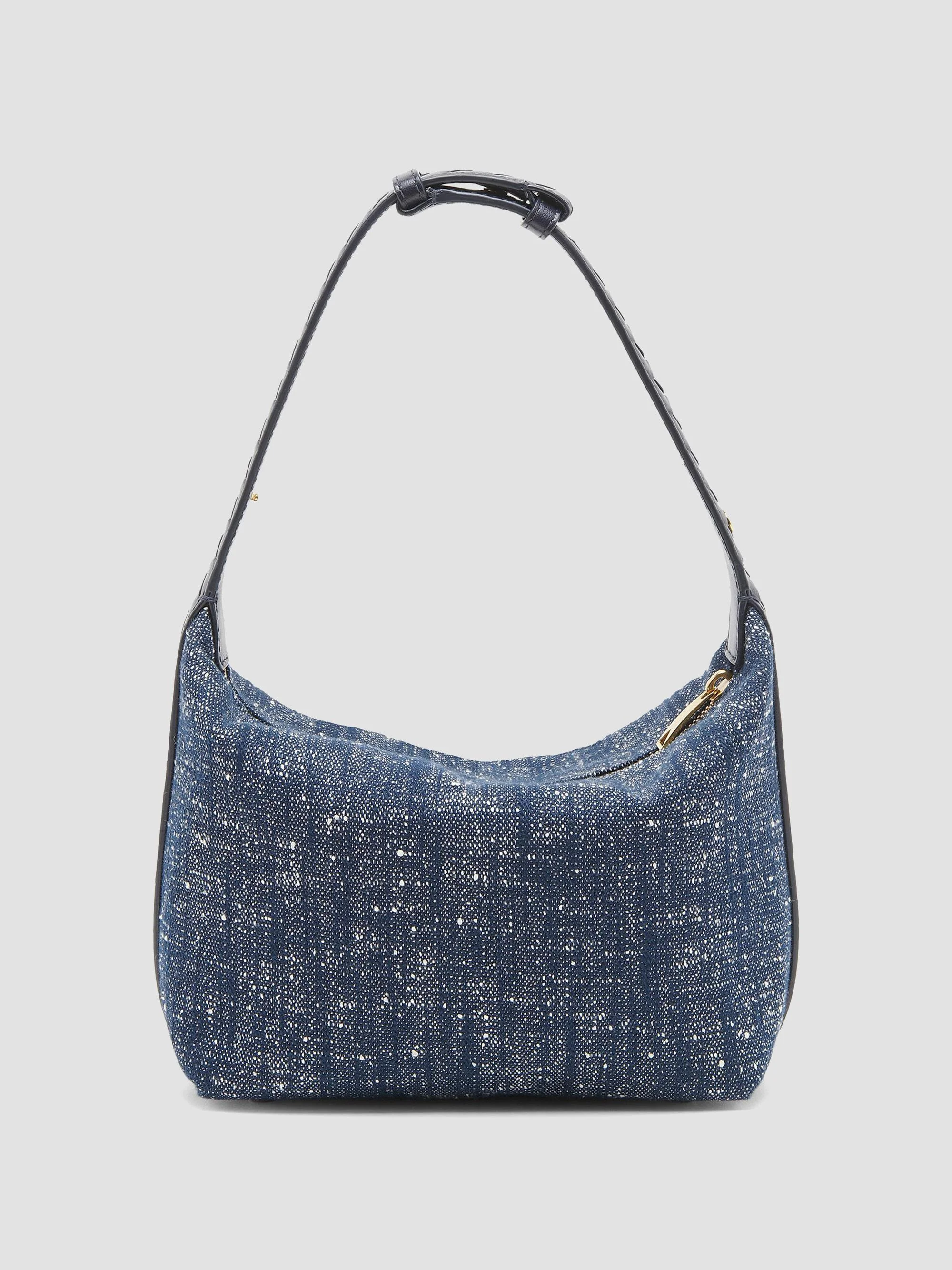 Women's Wallace Denim Bouclé Top Handle Bag - Navy White - 1