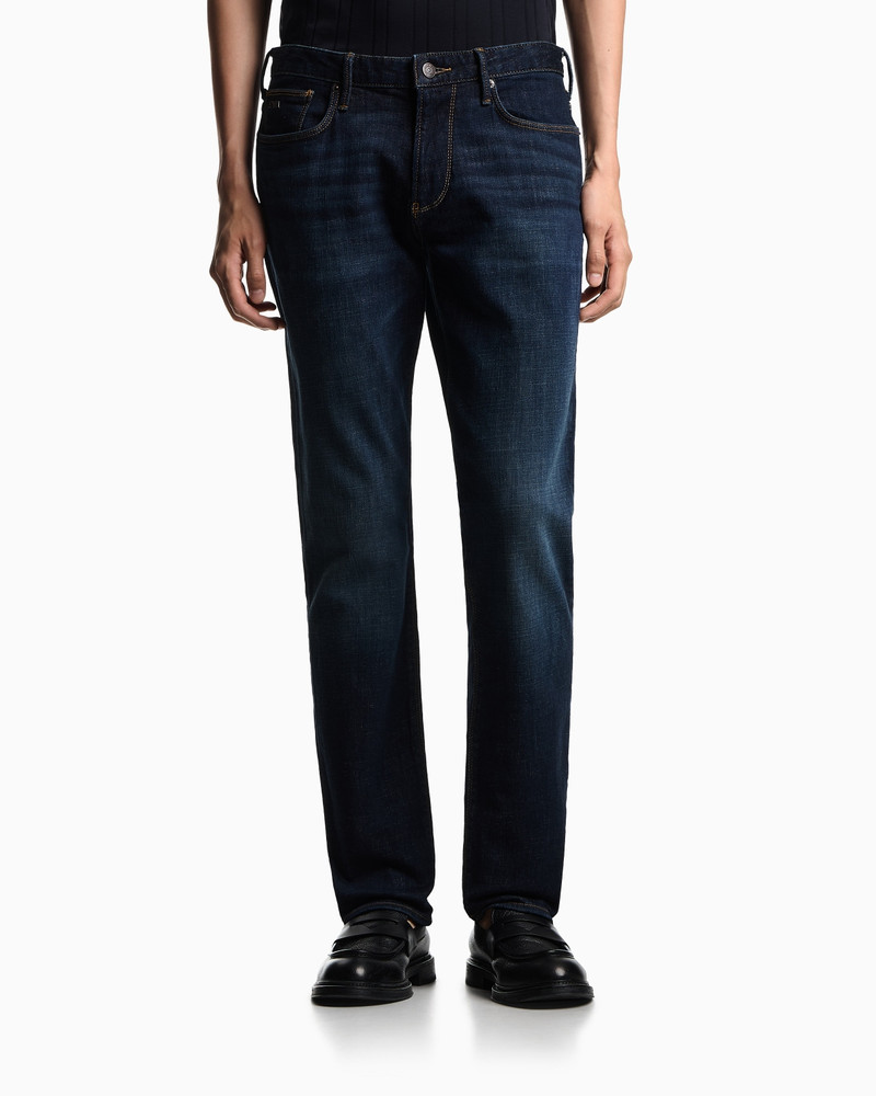 EMPORIO ARMANI J06 SLIM-FIT, WASHED DENIM JEANS outlook